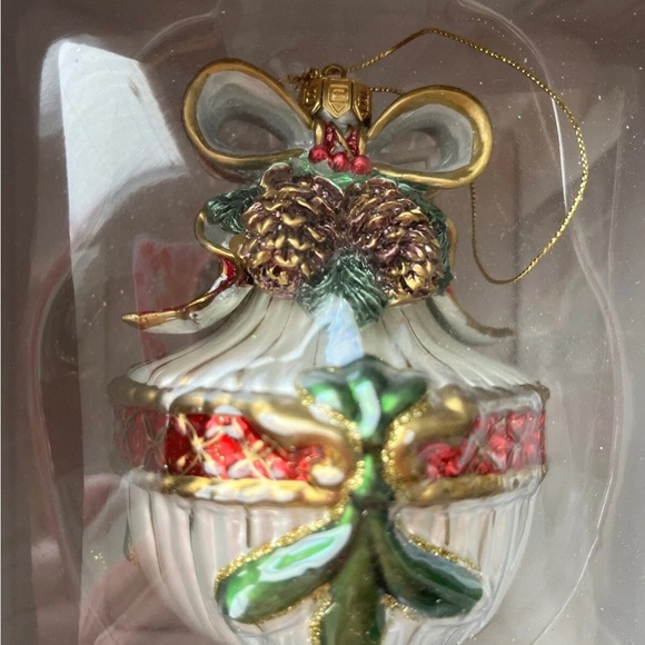 Fitz And Floyd Glass Round Motif Ornament New In Box - Picture 4 of 5